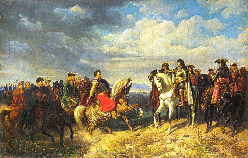 Artur Grottger King Jan III Sobieski meets emperor Leopold I near Schwechat